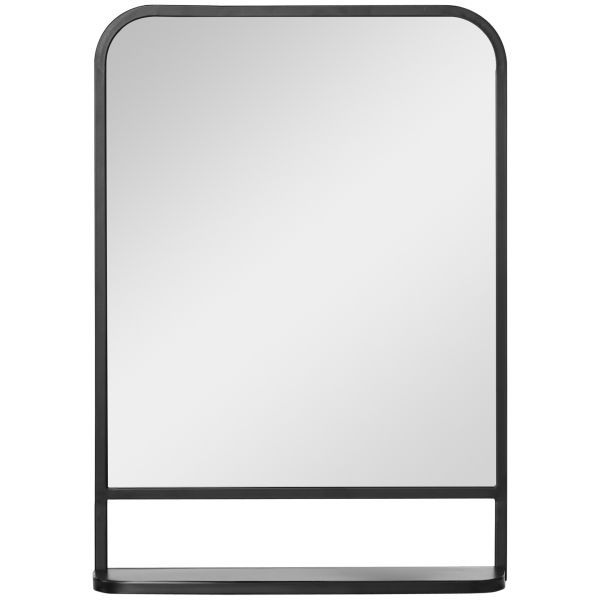 HOMCOM Wandspiegel 70 x 50cm, mit Ablagefläche, Schwarz, 830-633V00BK