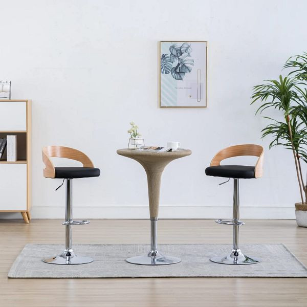 vidaXL Barhocker 2 Stück Schwarz Kunstleder und Bugholz, 283148