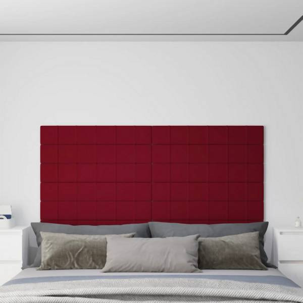 vidaXL Wandpaneele 12 Stück Weinrot 90x15 cm Samt 1,62 m², 344109