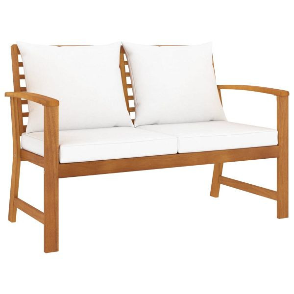 vidaXL Gartenbank 120 cm mit Cremeweißen Kissen Massivholz Akazie, 311829