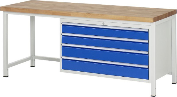 RAU Werkbank Serie 8000 - Modell 8362, B2000 x T700 x H840-1040 mm, Systemunterbau B1995 x T650 x H800-1000 mm, 03-8362A1-207B4H.11