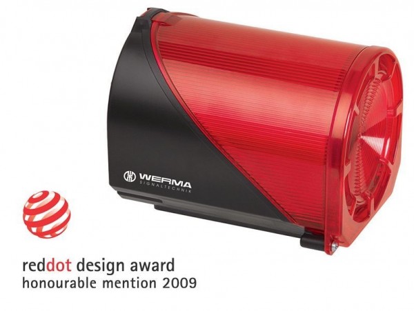 WERMA LED-Blitz-Sirene Bodenmontage / Wandmontage 32 Töne 48VAC RD- rot, 444.100.66