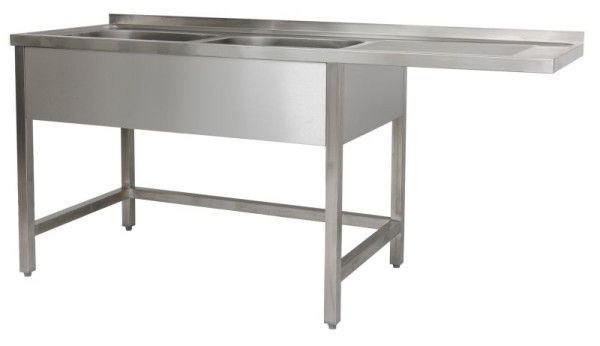 A&S Polarny Spülzentrum 1500 x 600 x 850 mm 2 Becken links, ohne Grundboden, 600 mm Tiefe, SPZO1562BL