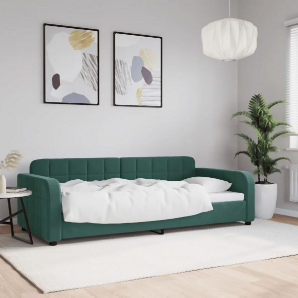 vidaXL Tagesbett Dunkelgrün 90x200 cm Samt, 2-in-1, 354060
