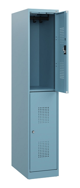 C+P Doppelstöckiger Spind Evolo PLUS, 2 Fächer, 1530x300x500mm, 0010/0010, Zylinderschloss, 0493005-10 S10061