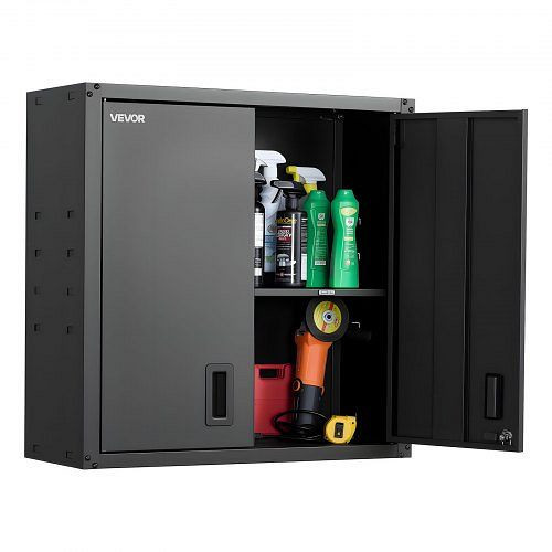 VEVOR Hängeschrank 762x310x762 mm, Stahl, abschließbar, verstellbares Regal, schwarz für Garage, Keller, Küche, Lager, BGSGJJSMWKFG9DCUT001V0