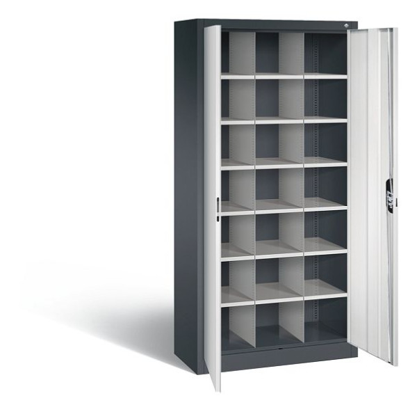 C+P Büro-Fächerschrank Acurado, H1950xB930xT400mm, Farbe: Schwarzgrau / Lichtgrau, Muldengriff, 9260-410 S10313