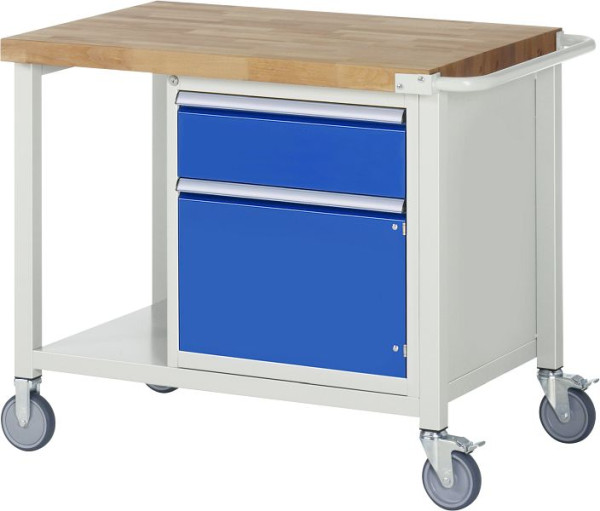 RAU Fahrbare Werkbank 8000 - Modell 8152, B1000 x T700 x H880-1080 mm, Systemunterbau B995 x T650 mm, 1 x Schublade, 1 x Flügeltür, 05-8152A6-107B4H.11