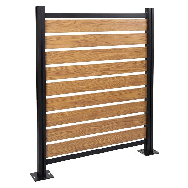 Mendler Alu Mülltonnen-Zaun HWC-K57, Basiselement Mülltonnenverkleidung, Holzoptik erweiterbar 130x110x6cm, hellbraun, 120568