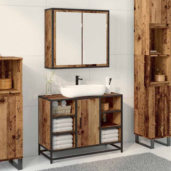 vidaXL Badezimmer-Spiegelschrank Altholz 65 x 20 x 60 cm Holzwerkstoff, 883608