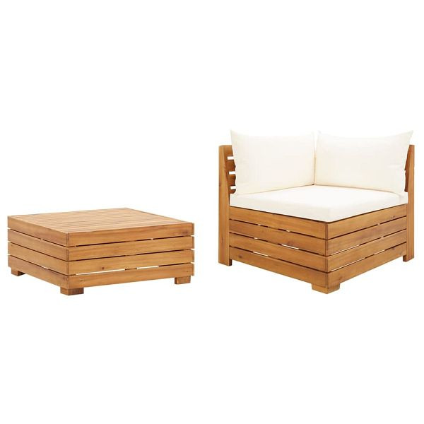 vidaXL 2-teilig Garten-Lounge-Set mit Kissen Massivholz Akazie, 316087