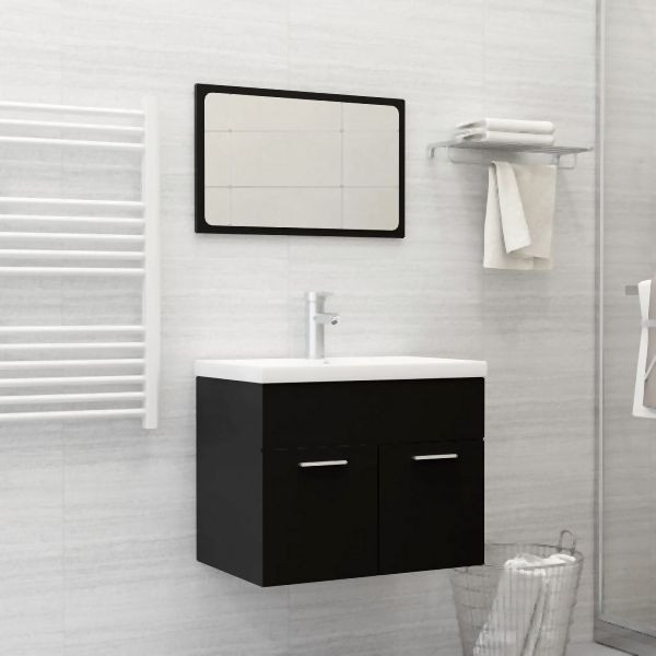 vidaXL 2-tlg. Badmöbel-Set Schwarz Holzwerkstoff, 804783
