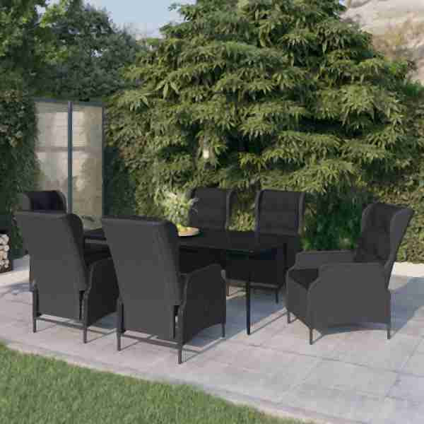 vidaXL 7-tlg. Garten-Essgruppe Dunkelgrau, Schwarz, 3099659