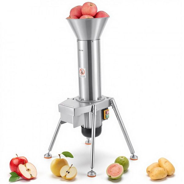 VEVOR Elektrische Obstmühle 1100 W, Edelstahl SUS304, für Äpfel bis 80 mm, 164 kg/h, ideal für Birnen und mehr, XGSNJLD1100WNDU32001V2