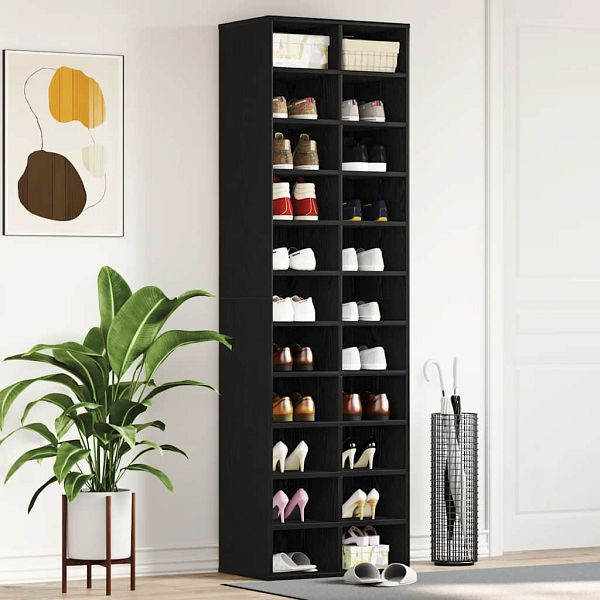 vidaXL Schuhschrank Schwarz Eichen-Optik 54x34x183 cm Holzwerkstoff, 859378