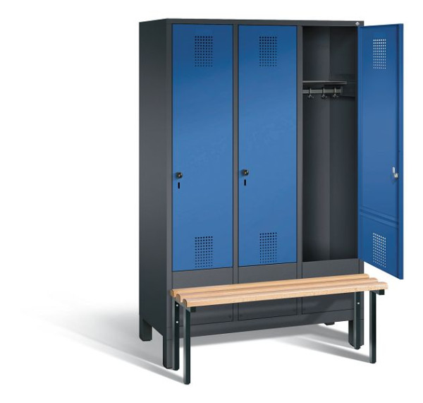 C+P Garderobenschrank Evolo, H1850xB1200xT815mm, Farbe: Schwarzgrau / Enzianblau, 48030-32 S10098