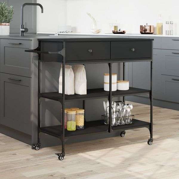 vidaXL Küchenwagen Schwarz 105x42x95 cm Holzwerkstoff 842376 günstig versandkostenfrei online kaufen: große Auswahl günstige Preise