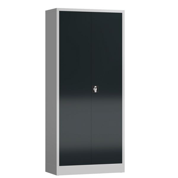 Lüllmann ClassiX Mehrzweck Flügeltürenschrank, 1800 x 800 x 380 mm, lichtgrau/anthrazitgrau, X-545528