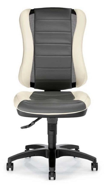 Deskin Managementsessel RACE ohne Armlehnen, Weiß/Grau, 500 x 470 x 1000 mm, Gestell: Polyamid schwarz, ohne Kopfstütze, 268467