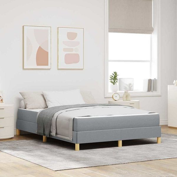 vidaXL Boxspringbett Hellgrau und Braun 140 x 200 cm, 3398570
