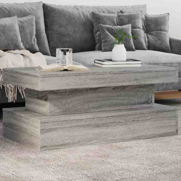 vidaXL Couchtisch mit LED-Leuchten Grau Sonoma 90x50x40 cm, 839852