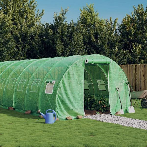 vidaXL Gewächshaus mit Stahlrahmen Grün 42 m² 14x3x2 m, 3188044