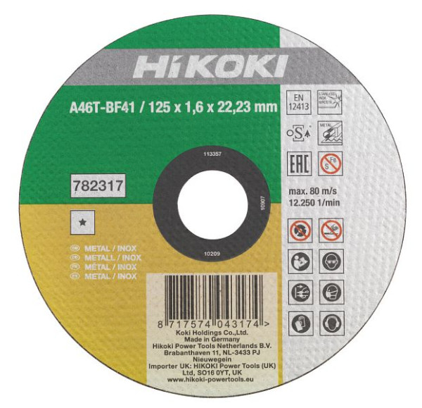 HiKOKI Trennscheibe 115x1,6x22,23 mm, HSP, Inox, F41, 782316