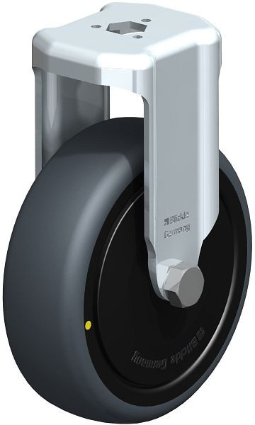 Blickle BKRA-TPA 101K-ELS-FK Apparate-Bockrolle mit Rückenloch, Thermoplastisches Gummi-Elastomer, Grau, 606251