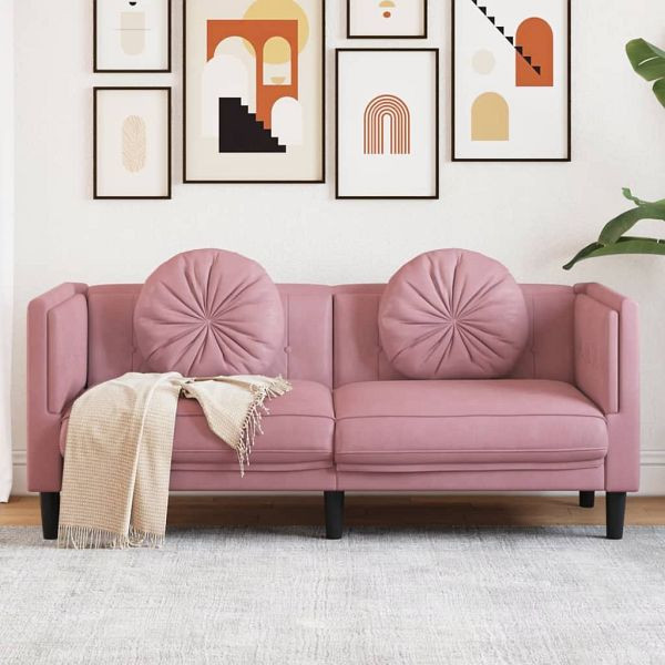 vidaXL Sofa mit Kissen 2-Sitzer Rosa Samt, Top-Qualität, 372635