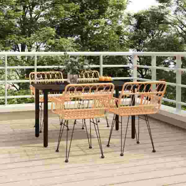vidaXL 5-tlg. Garten-Essgruppe Poly Rattan, Schwarz, 3157861