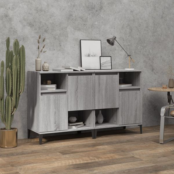 vidaXL Sideboards 2 Stück Grau Sonoma 60x35x70 cm Holzwerkstoff, 3185733