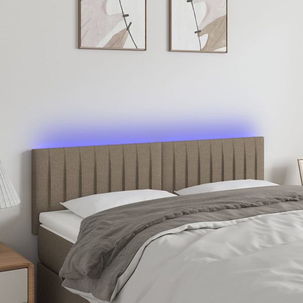 vidaXL LED Kopfteil Taupe 144x5x78/88 cm Stoff, 3121852