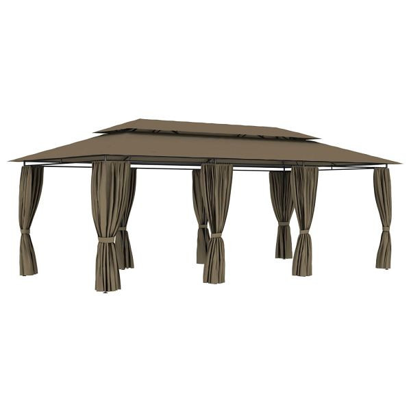 vidaXL Pavillon mit Vorhängen 600x298x270 cm Taupe 180 g/m², 312247