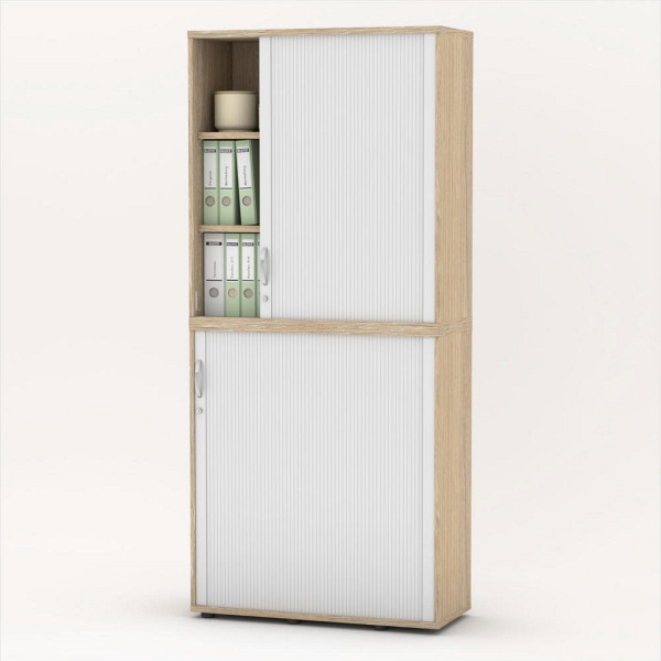 Deskin Rollladen-Aufsatzschrank MULTI M pro, Eiche hell, 1000 x 420 x 1110 mm, 333312