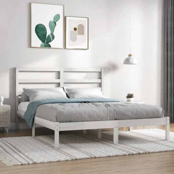 vidaXL Massivholzbett Weiß Kiefer 160x200 cm, 3104944, 8720287036944