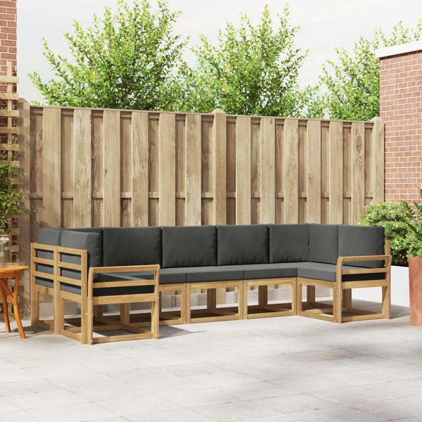 vidaXL Outdoor-Sofagarnitur mit Kissen 7-teilig Weiß und Anthrazit, 3388156