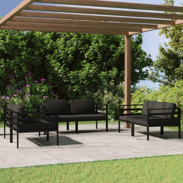 vidaXL 6-tlg. Garten-Lounge-Set mit Kissen Aluminium Anthrazit, 3107800