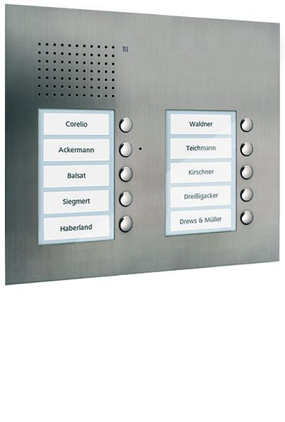 TCS Audio Außenstation Serie PUK 10 Klingeltasten (rechtsbündig), 2-spaltig, UP Edelstahl, PUK10/2-ES