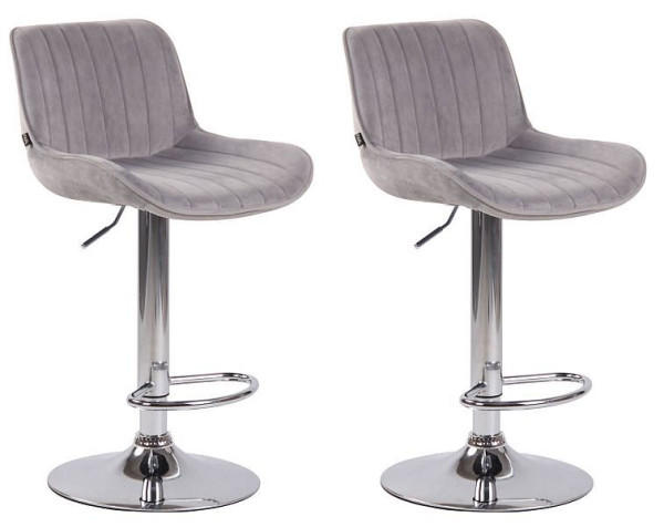 CLP Barhocker Lentini Samt chrom, grau, VE: 2 Stück, 320603