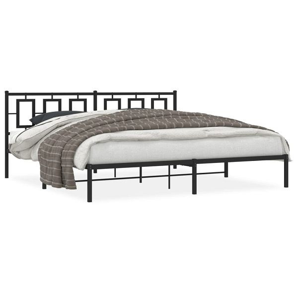 vidaXL Bettgestell mit Kopfteil Metall Schwarz 193x203 cm, 374247