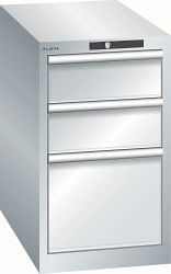 LISTA Schubladenschrank 18x36E (BxTxH) 411x725x700mm KEY Lock, Lichtgrau, 3 Schubladen, Fronthöhen: 150 - 300 mm, 78.447.020