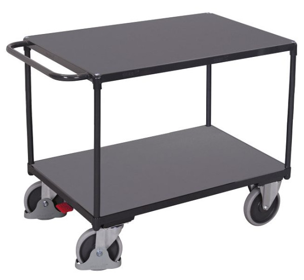 VARIOfit Schwerer Tischwagen mit 2 Ladeflächen, Ladefläche: 850 x 500 mm, RAL 7016 anthrazitgrau, sw-500.504/AG
