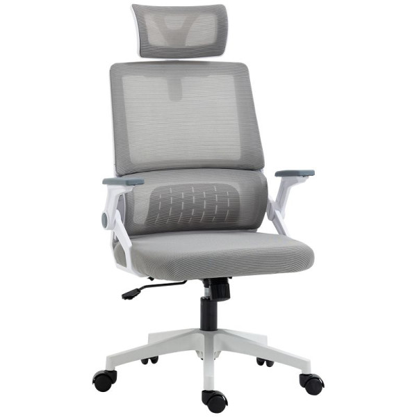 Vinsetto Bürostuhl Schreibtischstuhl Office-Stuhl, höhenverstellbar, 1 Kopfstütze, 58 x 61 x 119 cm, Grau, 921-672V00GY