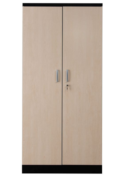 Gürkan Flügeltürenschrank, 42 x 92 x 195 cm, Schwarz, Ahorn, Fachboden Stück 4, FLC/WD.19, 100130