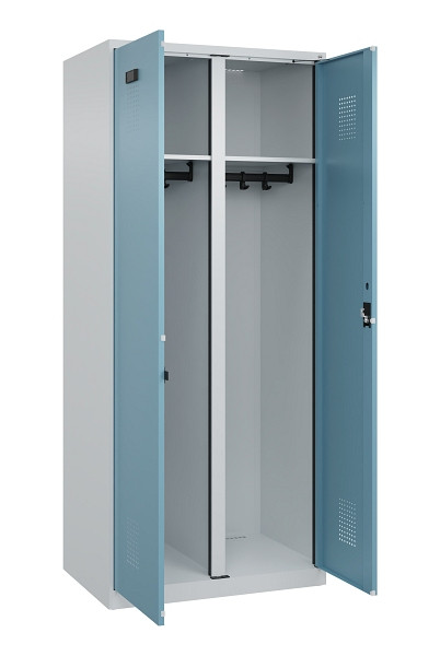 C+P Schwarz-Weiß-Spind Evolo PLUS, 2 Abteile, 1850x800x500mm, 7035/0010, Zylinderschloss, 049002-22 S10036