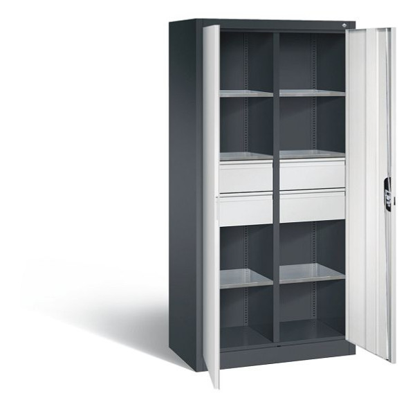 C+P Werkzeugschrank Acurado, H1950xB930xT500mm, Farbe: Schwarzgrau / Lichtgrau, Muldengriff, 8921-3042 S10259