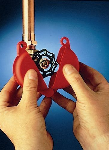 DENIOS Ventil-Absperrung für Handräder mit Durchmesser 25-64 mm, rot, 209715