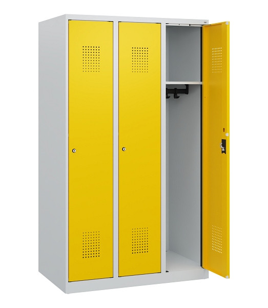 C+P Spind Evolo PLUS, 3 Abteile, 1530x900x500mm, 7035/1023, Zylinderschloss, 0490005-30 S10020