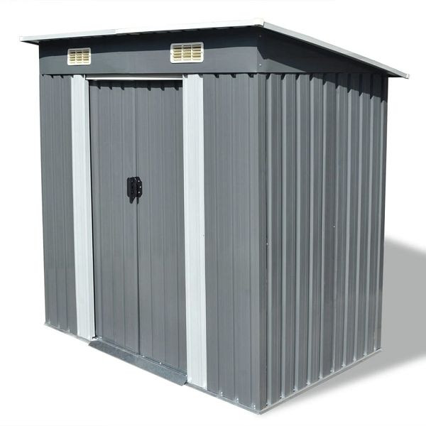 vidaXL Gartenschuppen Grau Metall, 42982