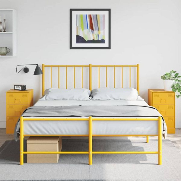 vidaXL Nachttische 2 Stück Senfgelb 34,5x39x62 cm Stahl, 841782